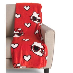 Hello Kitty sunglasses Red Plush Throw 60 x 70 inches